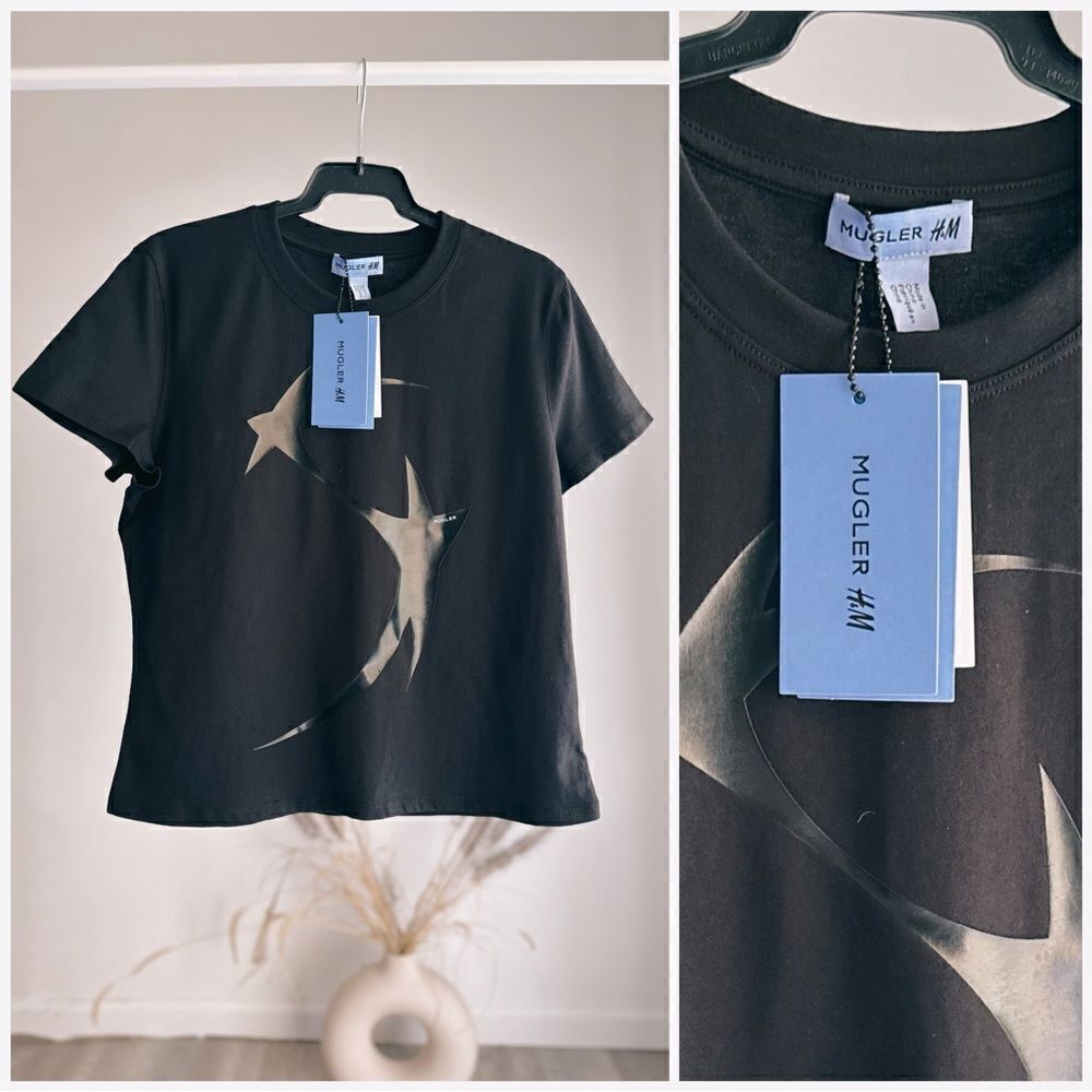 H&M Mugler T-Shirt Fitted Printed New
